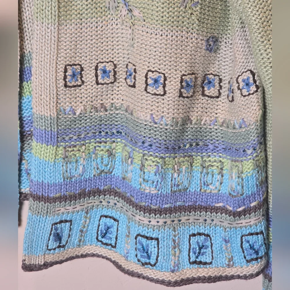 Vintage Sigrid Olsen Sport Women's Green and Blue Patterned Sweater NWT - Picture 2 of 7